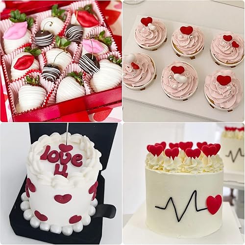 Miniatura 3 de Moldes de fondant de chocolate con corazón (3 piezas) moldes de silicona para decoración de tartas de labios, moldes de caramelo de corazón para