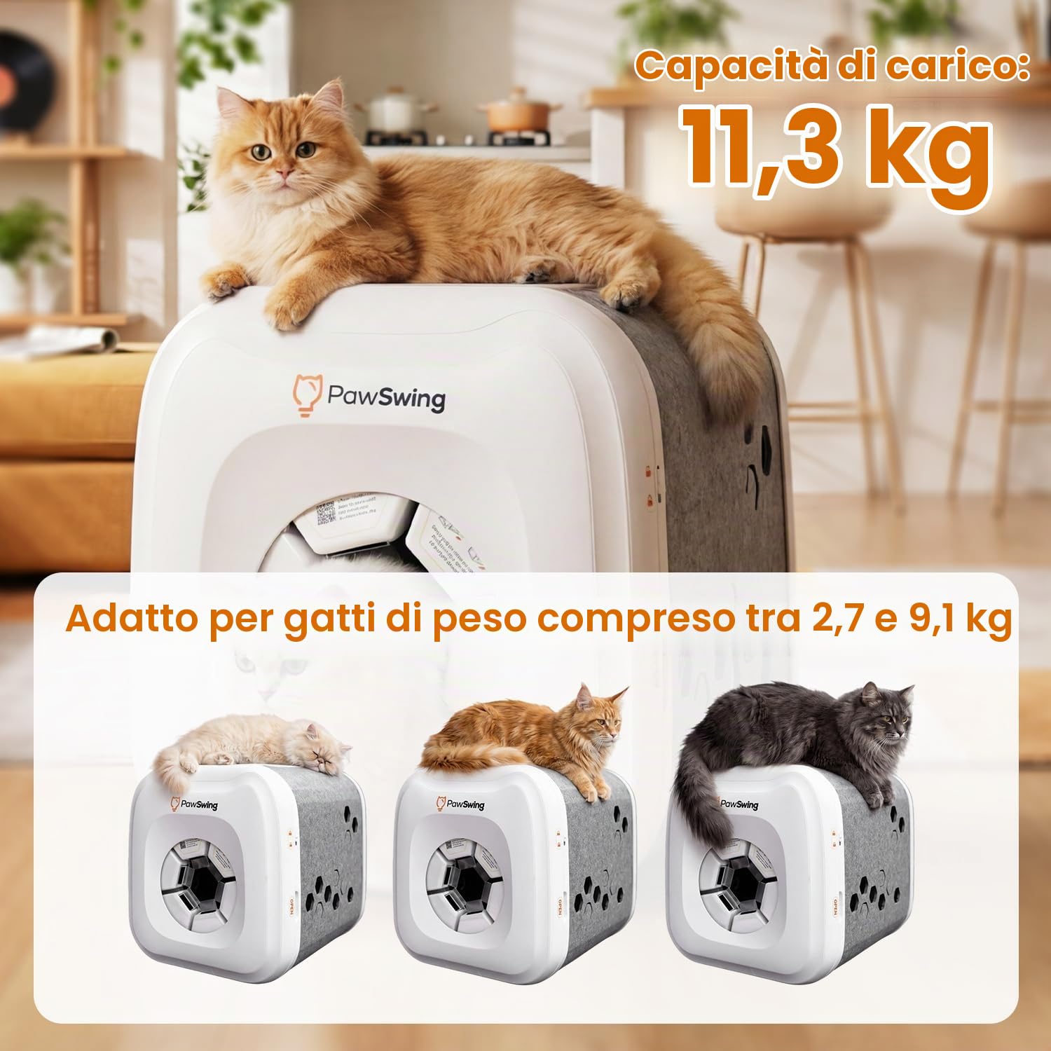 Spazzola automatica per gatti a 360° delicata sulla pelle, con setole arrotolabili, per eliminare peli e palle di pelo, per tutti i gatti