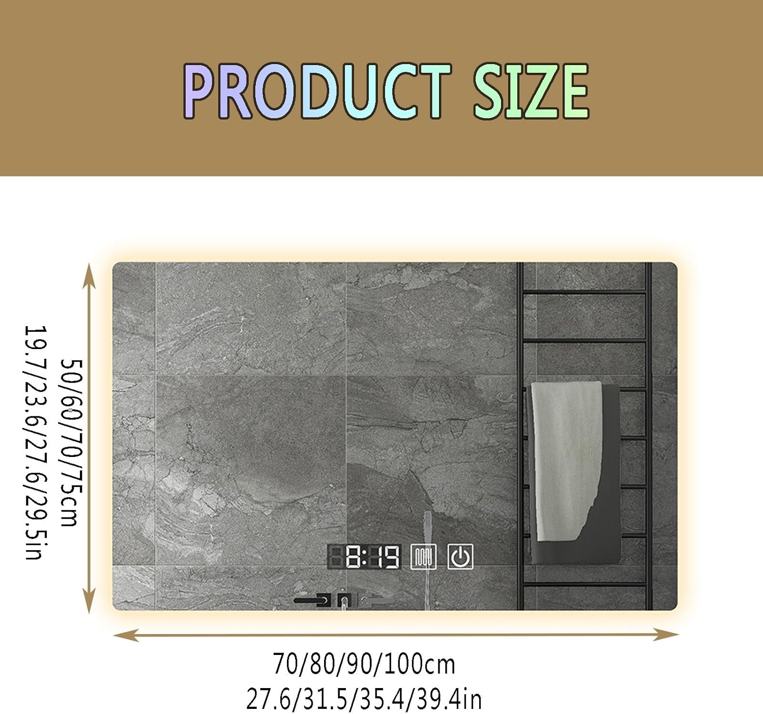 Diagram showing product dimensions for installation
