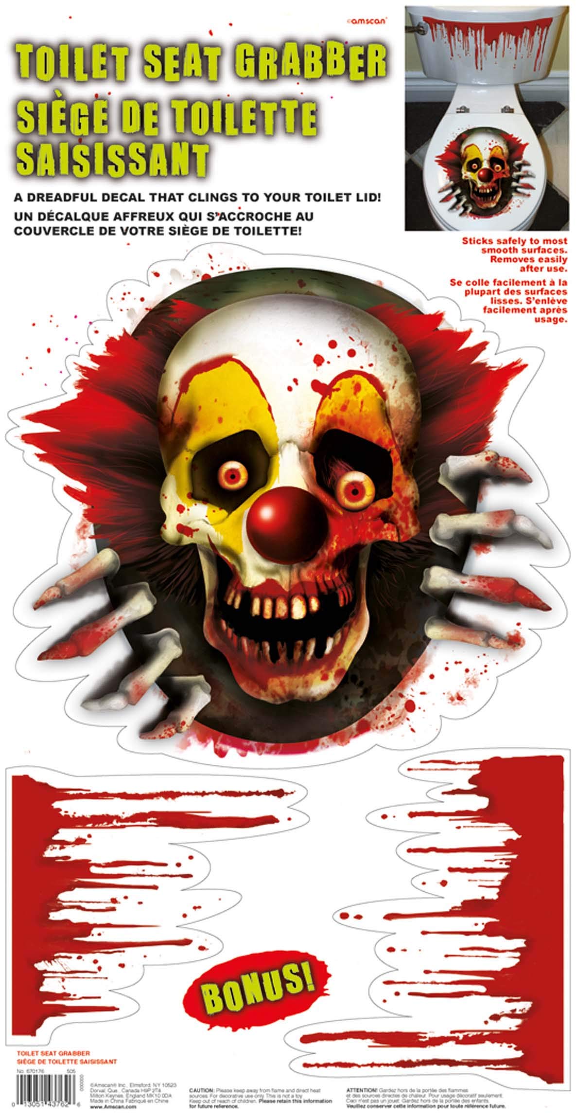 Amscan Spooky WC-Grabber - Gruselige Halloween-Deko Für Die Toilette, 60,9 X 30,4 Cm, Leicht Entfernbar
