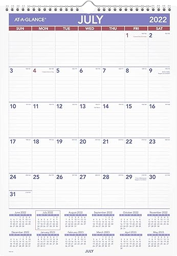 AT-A-GLANCE Calendario de pared 2022-2023, mensual académico, 12 x 17 pulgadas, mediano, encuadernado con alambre (PMA228)