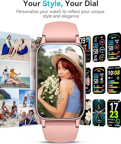Miniatura 5 de Reloj inteligente con rastreador de actividad física para mujer (casual, rosa, 1.57)