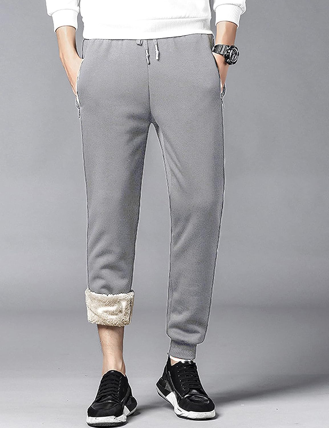 Faleave Men's Warm Sherpa Lined Sweatpants Fleece Pants Thicken Active Jogger Sports - Image 4