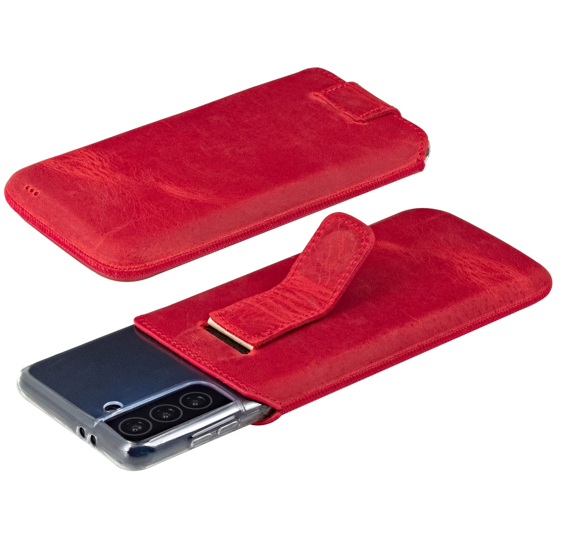 Suncase Echtleder Etui Für VIVO X200 Pro 5G | Handgemachte Ledertasche In Antik-rot