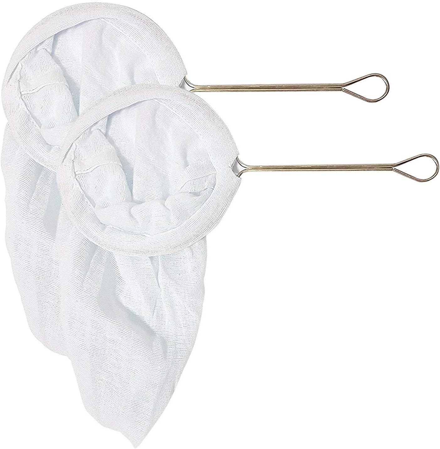 Thai Tea Filter Stainless Steel, Tested & Proven Best Tea, Traditional Thai Style, Muslin Cotton Strainer Sock 2 Pack by Fartrade Outlet