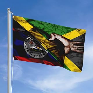 Jamaica Jamaican And Belize Belizean Flag 3x5 Ft Double Sided Printed Thickened 3 Layers Of Fabric Heavy Duty 3x5 Feet Outdoor Flags Indoor Decoration Banner Large Garden Flag