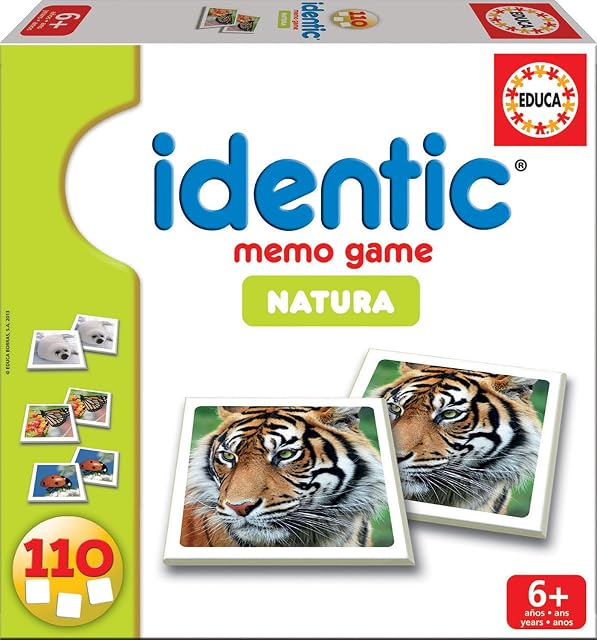 Educa - Identic Natura | Juego de Memoria y Cartas para Niños 6-9 Años | Encuentra Las Parejas de Animales | 110 Cartas, 55 Parejas | Juguetes Educativos Desde 1967 (14783)