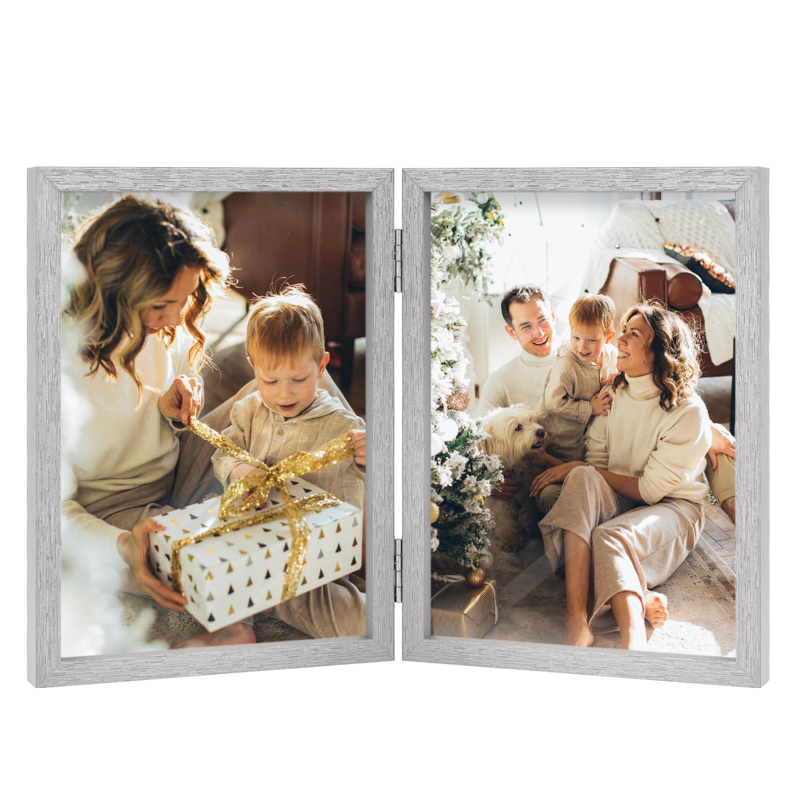 DAWRIS Cornice portafoto doppia pieghevole, 10 x 15 cm, legno, per