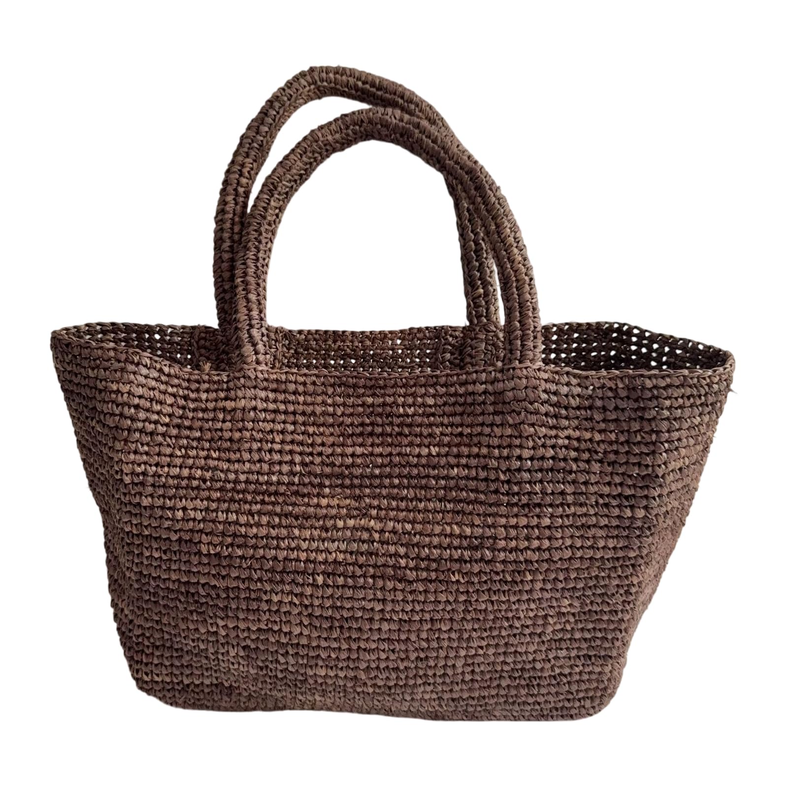 Borsa da spiaggia intrecciata da donna in rafia fatta a mano | Borsa tote in rafia all'uncinetto, versatile per lavoro, viaggi e market, con comoda presa e tatto artigianale