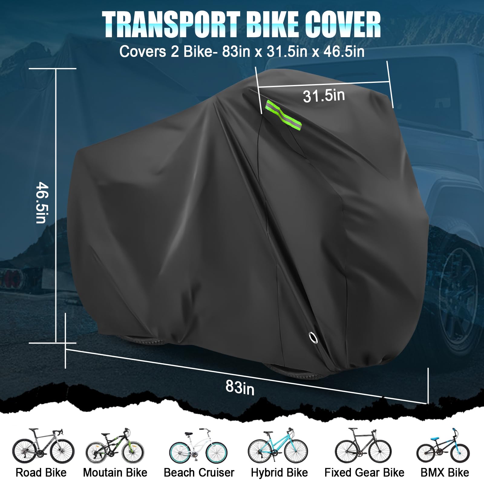 Housse De Transport 2 Vélos Roaxkois - Tissu Oxford 600D Imperméable - Sangles Réfléchissantes