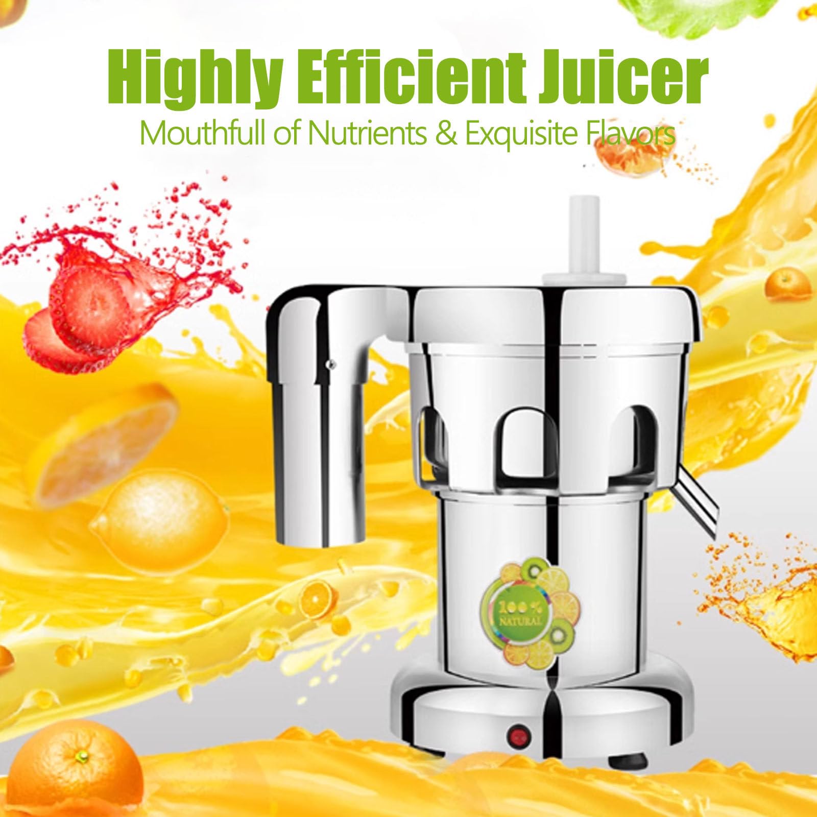 Exprimidor de cítricos, exprimidor de frutas y verduras, acero inoxidable de calidad alimentaria, exprimidor eléctrico de cítricos de 370 W, separación automática del orujo de zumo