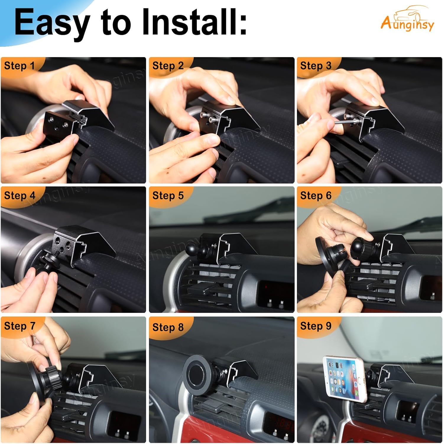 Car Vacuum Magnetic Suction Phone Holder Compatible with Toyota FJ Cruiser 2007-2021 Hands-Free Suction Cup Mobile Phone Mount Dashboard Clip Air Vent Panel Cell Phones Bracket Rotatable Accessories