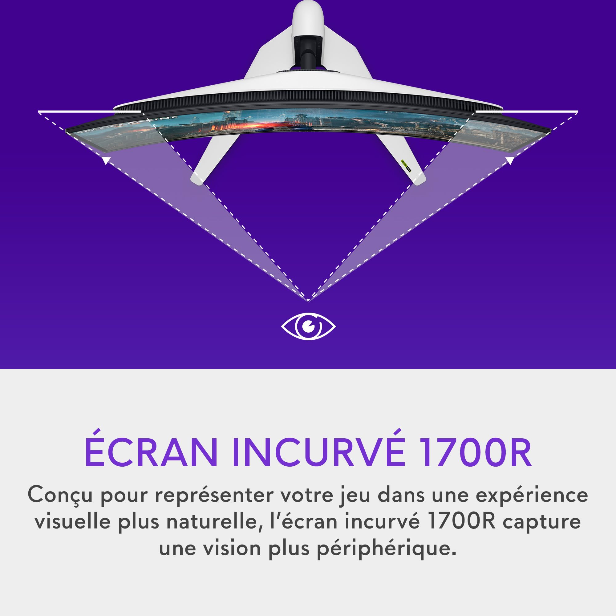 Alienware AW3225QF 32" 4K UHD (3840x2160) 1700R Écran PC Gaming Incurvé, 240Hz, QD OLED, 0.03ms, Compatible NVIDIA G-Sync, HDR, Dolby Vision, USB-C, DisplayPort, 2X HDMI, 4X USB, Garantie 3 Ans
