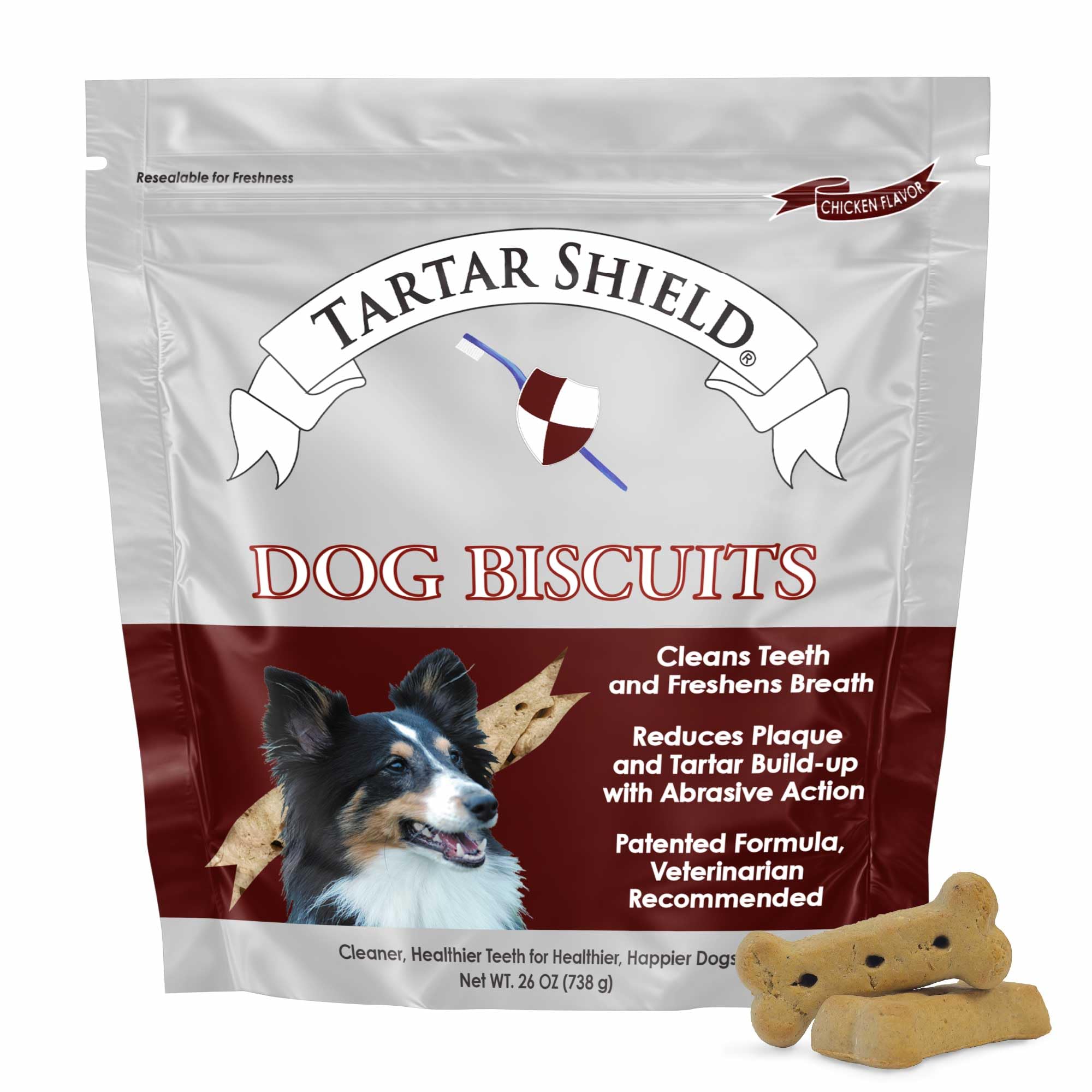 Sponsored Ad - Tartar Shield Dental Dog Biscuits | Safe Daily Treats | Cookie Cleans Teeth & Gums Fresh Breath Natural Oral Health Support | Tasty Lean Chicken Flavor | USA Made