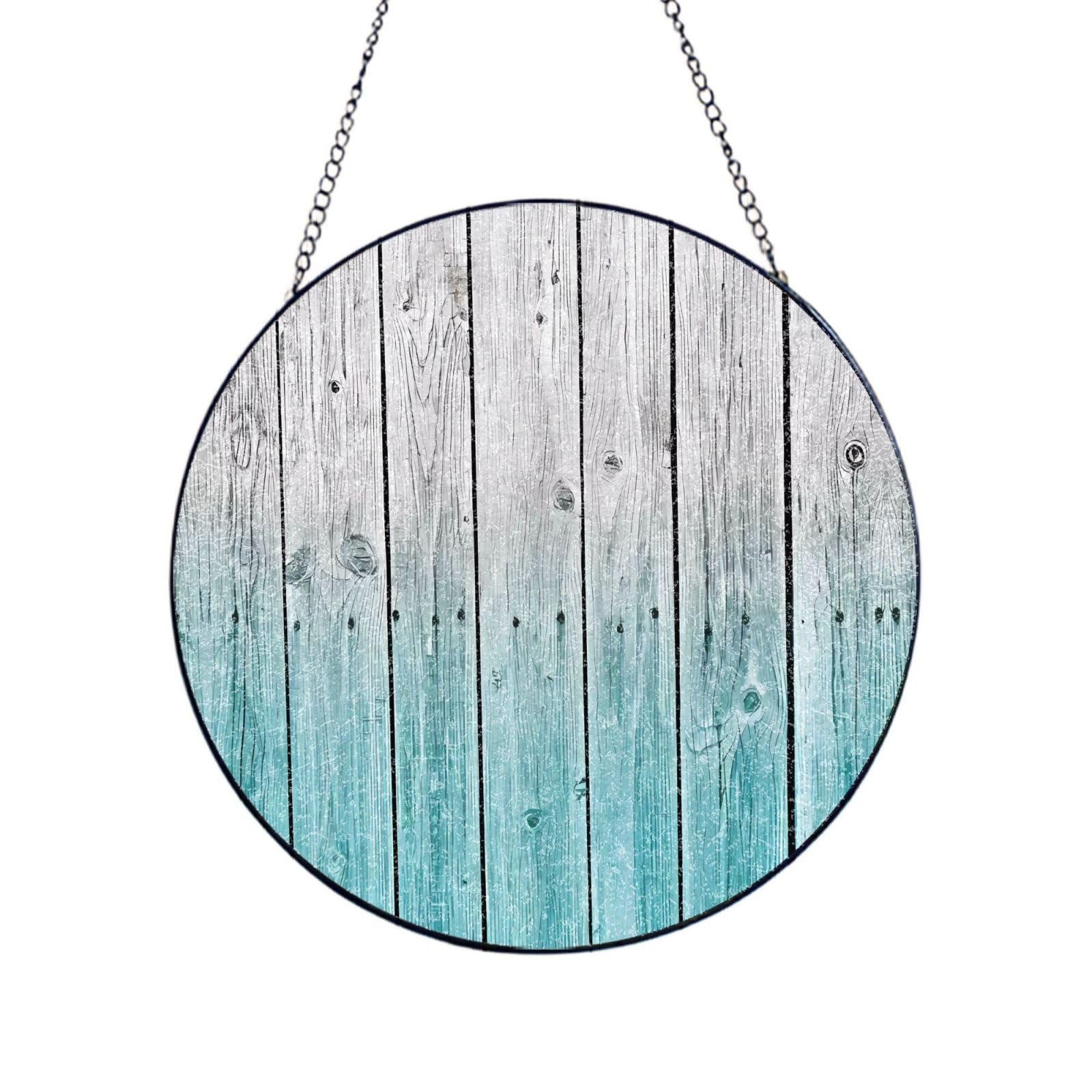 Phayah Wood Panels Background Print Glass Window Hanging Sun Catchers Suncatcher Decor For Birthday For Home Garden Porch 12in（30cm）