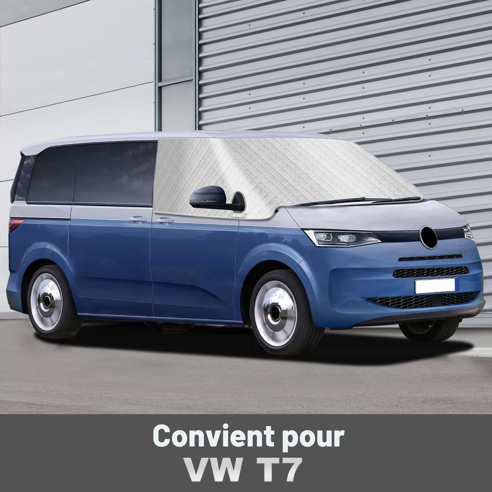 Couverture Pare-Brise pour VW T7, Housse de Protection Avant Pare-Brise, Pare-Soleil Anti-UV Imperméable Anti-Poussière Protection Pluie Gelée Hiver Été