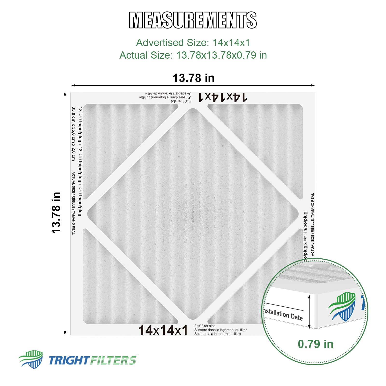 TRIGHTFILTERS Filtro dell'aria 14 x 14 x 1, confezione da 6, durevole MERV 8 pieghettato per la casa HVAC AC filtri per forni elettrici, filtro di ricambio leggero e compatto per condizionatore d'aria
