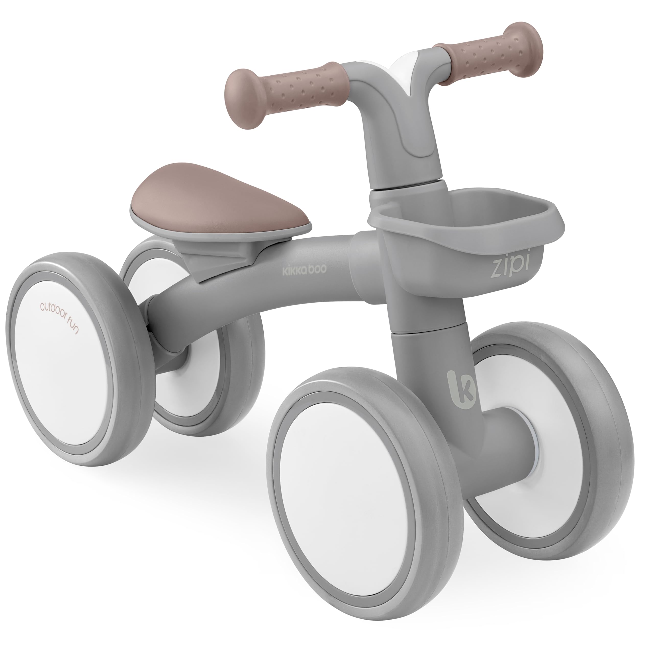 KikkaBoo Bicicleta Sin Pedales ZIPI, Correpasillos Bebé 1 Año y Niños 2-3 Años, Bicicleta Equilibrio con Canasta, Ajustable, Juguete Regalo, Grigio