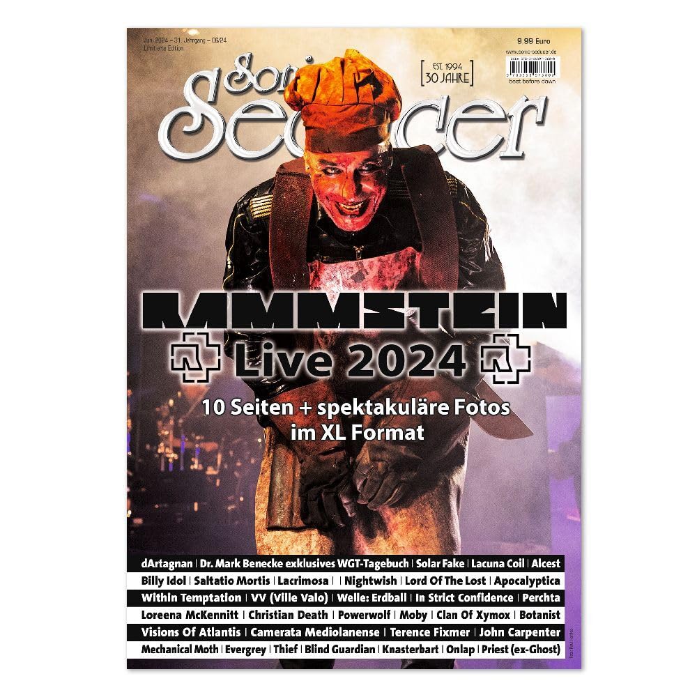 LIMITED: Rammstein Live 2024 – 10 Seiten + spektakuläre Fotos + XXL-Foto-Kollage zum Ausklappen! Sonic Seducer Edition + 06/2024: Rammstein Live 2024 ... zum Ausklappen! + Ausgabe 06/2024