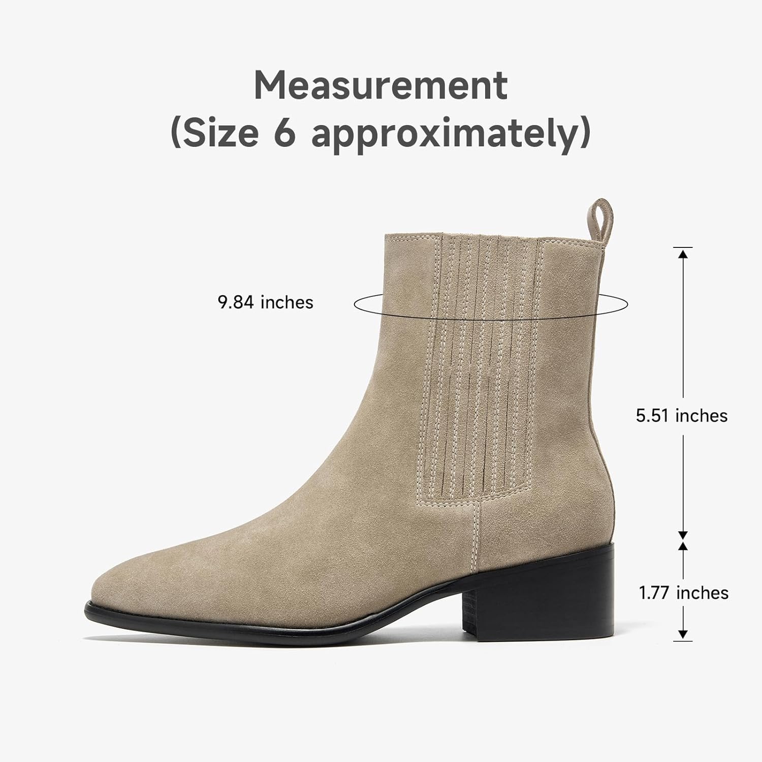 BEAU TODAY Chelsea Boots Women, Suede Chunky Boots for Women, Dress Ankle Booties Low Heel, Slip On Pointed Toe Western Boots with Elastic Band - Image 5
