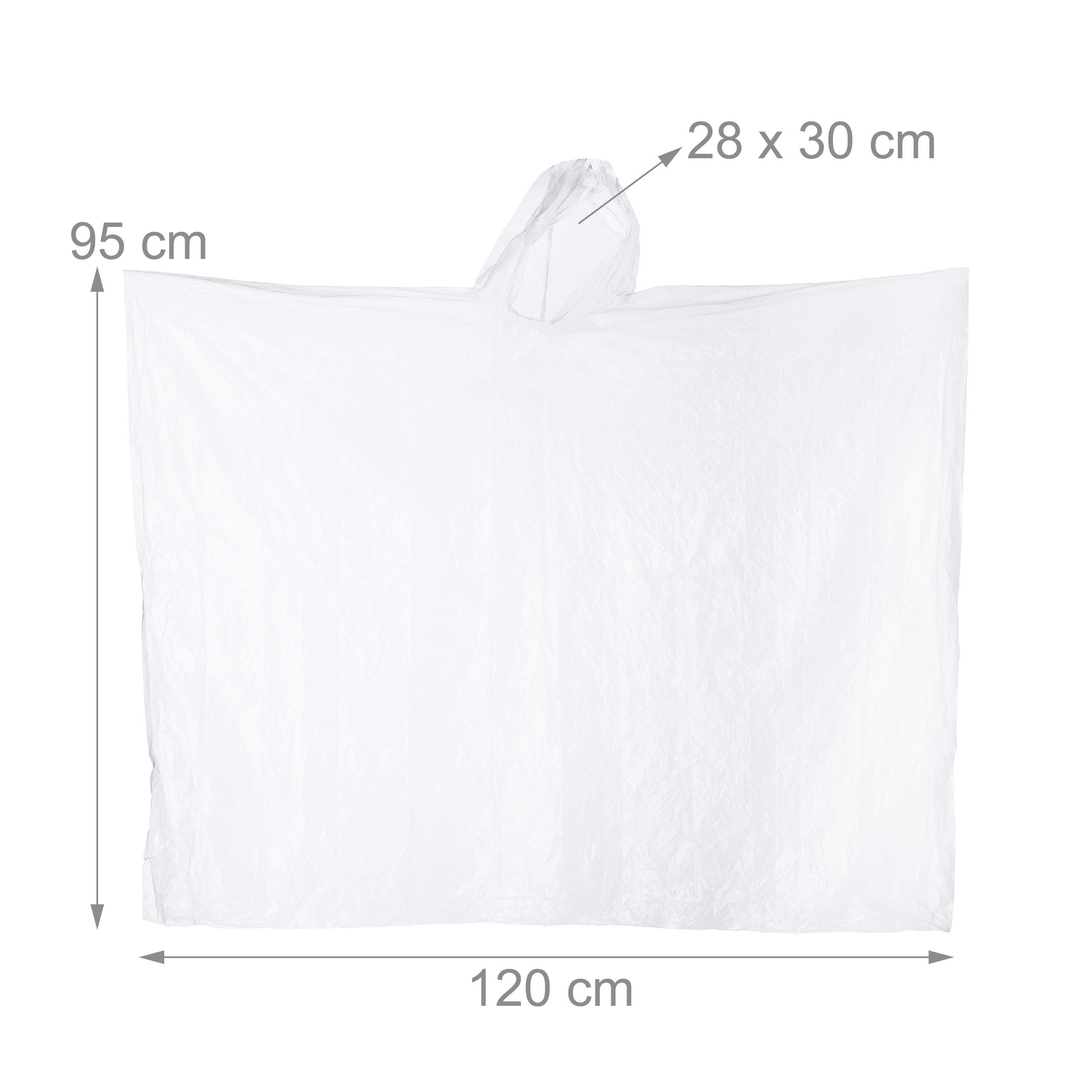 Relaxdays ponchos de pluie jetables 30 pièces avec capuche, rouge