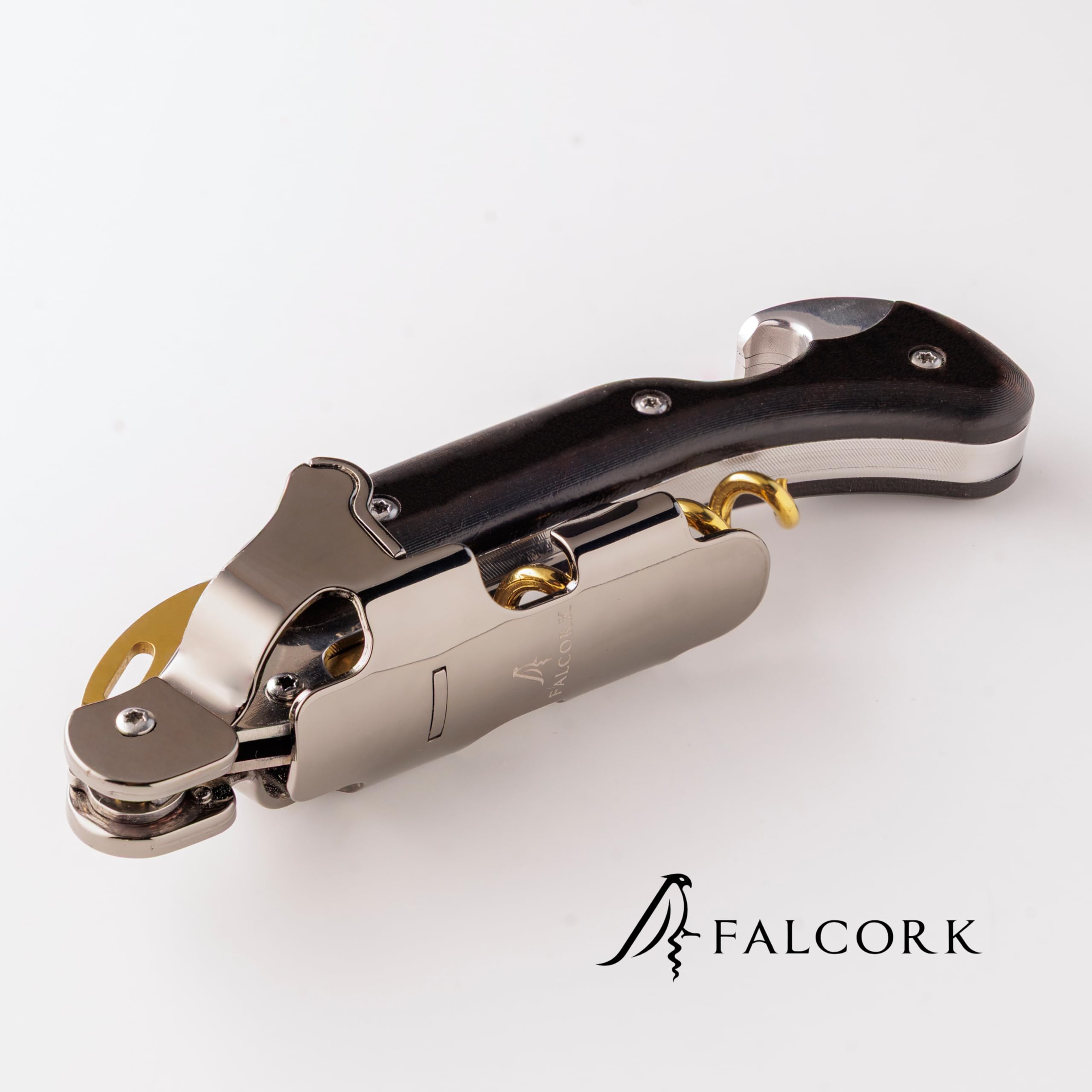 Tire-Bouchon pour Professionnels - FALCORK 249 Protection - À 2 Étapes avec Levier Fixe et Bascule Anti-Casse de Bouteille, Conçu pour un Débouchage Fluide et Contrôlé des Bouchons Longs Jusqu'à 49 mm
