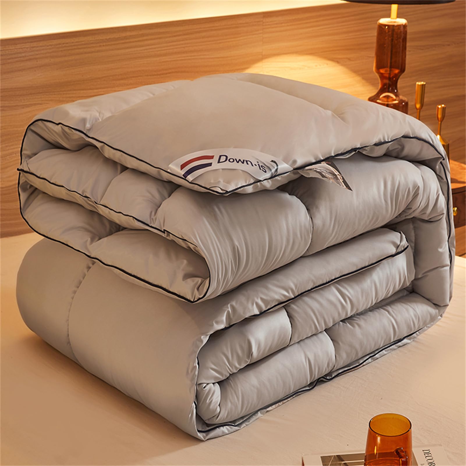 Edredón Nórdico, Edredón de Plumas y Plumón, Invierno Colcha Nordico Cama 150/180/200 Edredon De Invierno Cálido y Transpirable Caliente y Cómodo (Gris,220x240cm(3.5kg))