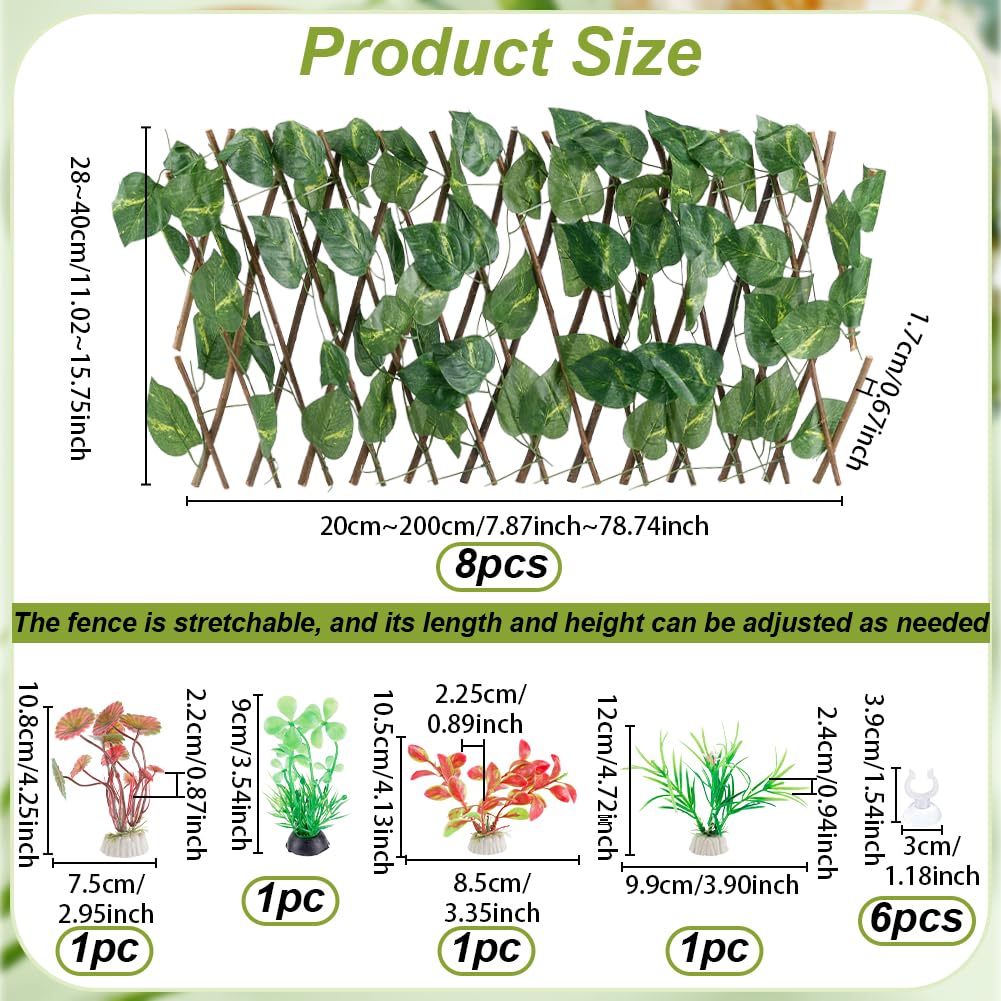 OLYCRAFT 5 plantas artificiales para acuario con 6 ventosas de plástico, juego de decoración de peces, plantas acuáticas artificiales para cangrejo ermitaño, peces dorados, peces luchadores