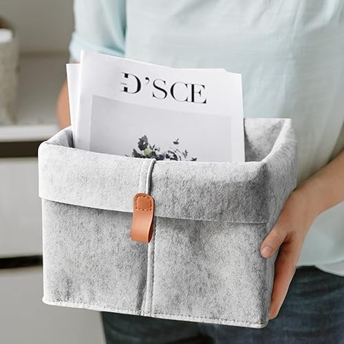 Miniatura 5 de Cesta de almacenamiento de fieltro, contenedores de almacenamiento plegables de gran capacidad con percha, contenedores de almacenamiento