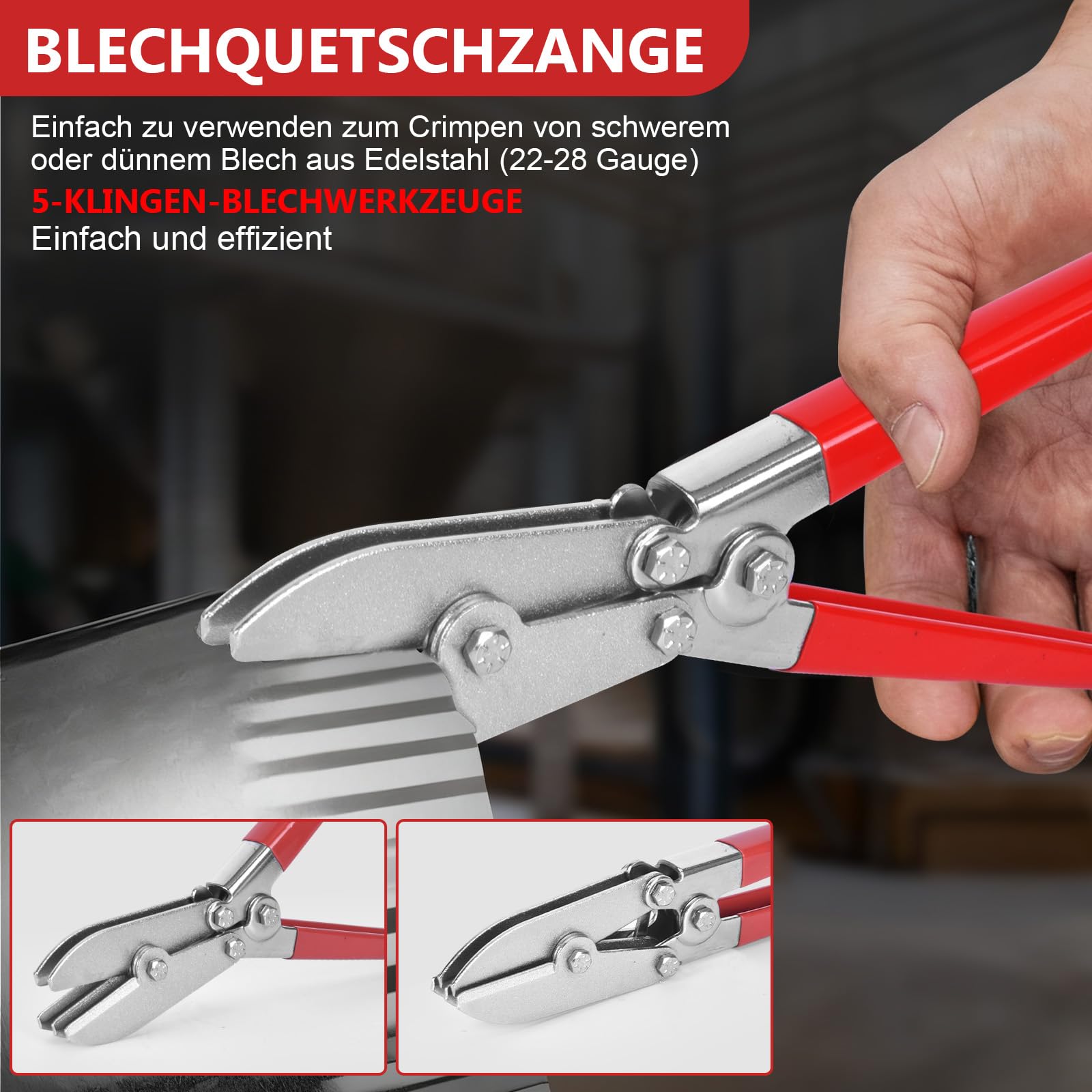 4 Stück Falzzange Set - mit 0° Falzzange & 45° Blechbiegezange & 90° Gerade Abgewinkelt Abkantzange & Rohrpresszange, Maulbreite 60 mm