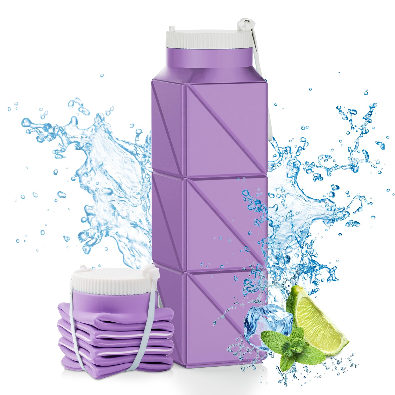 4 Bottiglie D'Acqua Pieghevoli Da 600 Ml – Riutilizzabili In PVC Con Clip – Per Escursionismo, Corsa E Sport (Nero, Blu, Rosso, Bianco) - 5