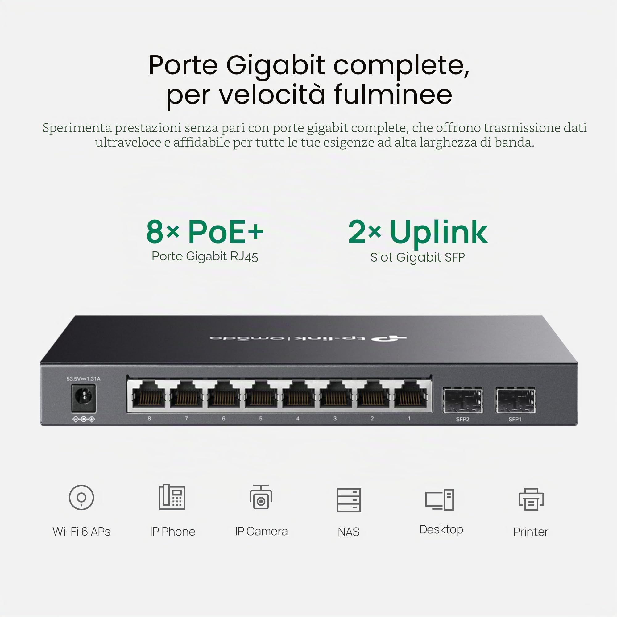 TP-LINK TL-SG2210P 8X Porta Gigabit-Switch Smart Managed PoE 2xSFP