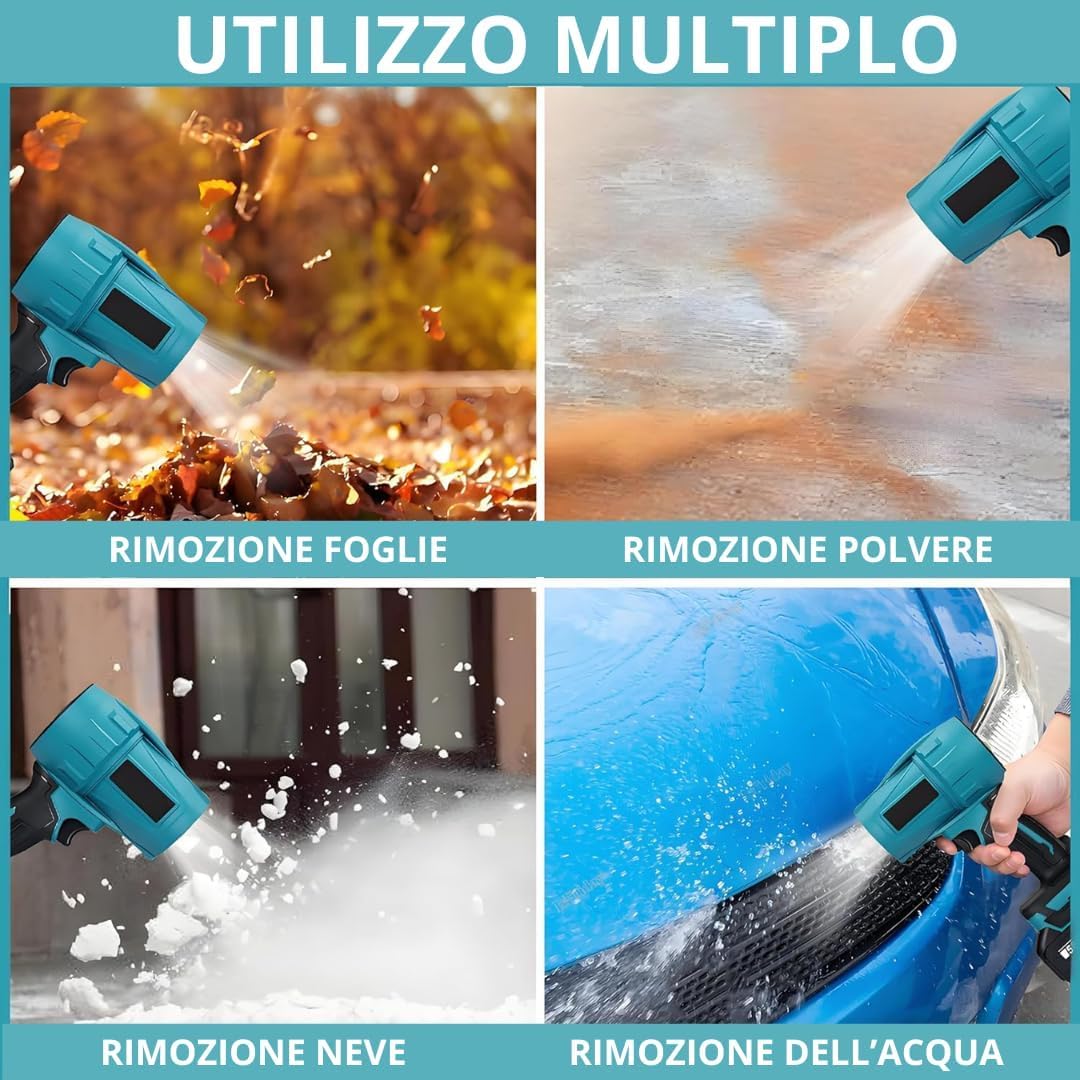 Soffiatore per Auto, asciugatrice per Auto, asciugatrice Portatile Senza Fili per Auto, asciugatrice Portatile per Auto Potente, soffiatore per Auto Turbo Glass con doppia batteria