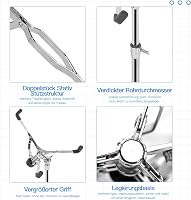 aleawol Állítható Dobszínpad 40-55 cm, Duplán Merevített Snare Drum Stand Acél Nyelvdobhoz 5