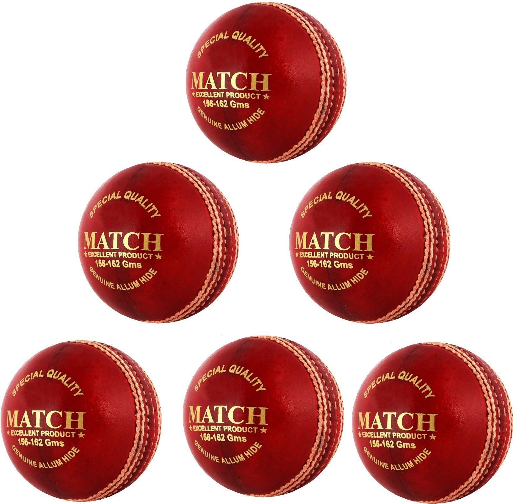 Sports Leather Match Cricket Ball Red Pack of 6 (4Part) Cricket Leather Ball (Standard, Pack of 6, Red)-image-26