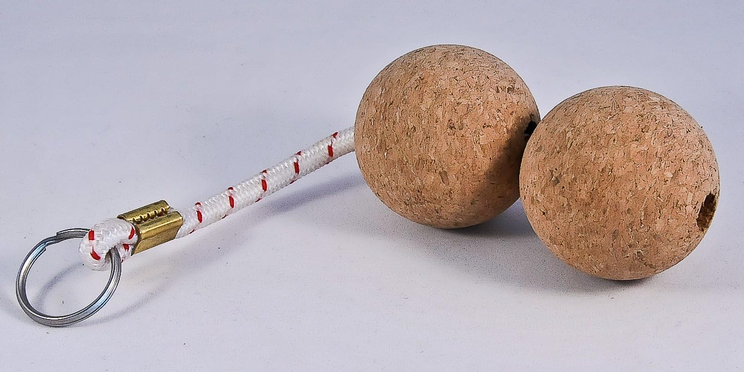 AAA Double Ball Floating Cork Keyring, Beige