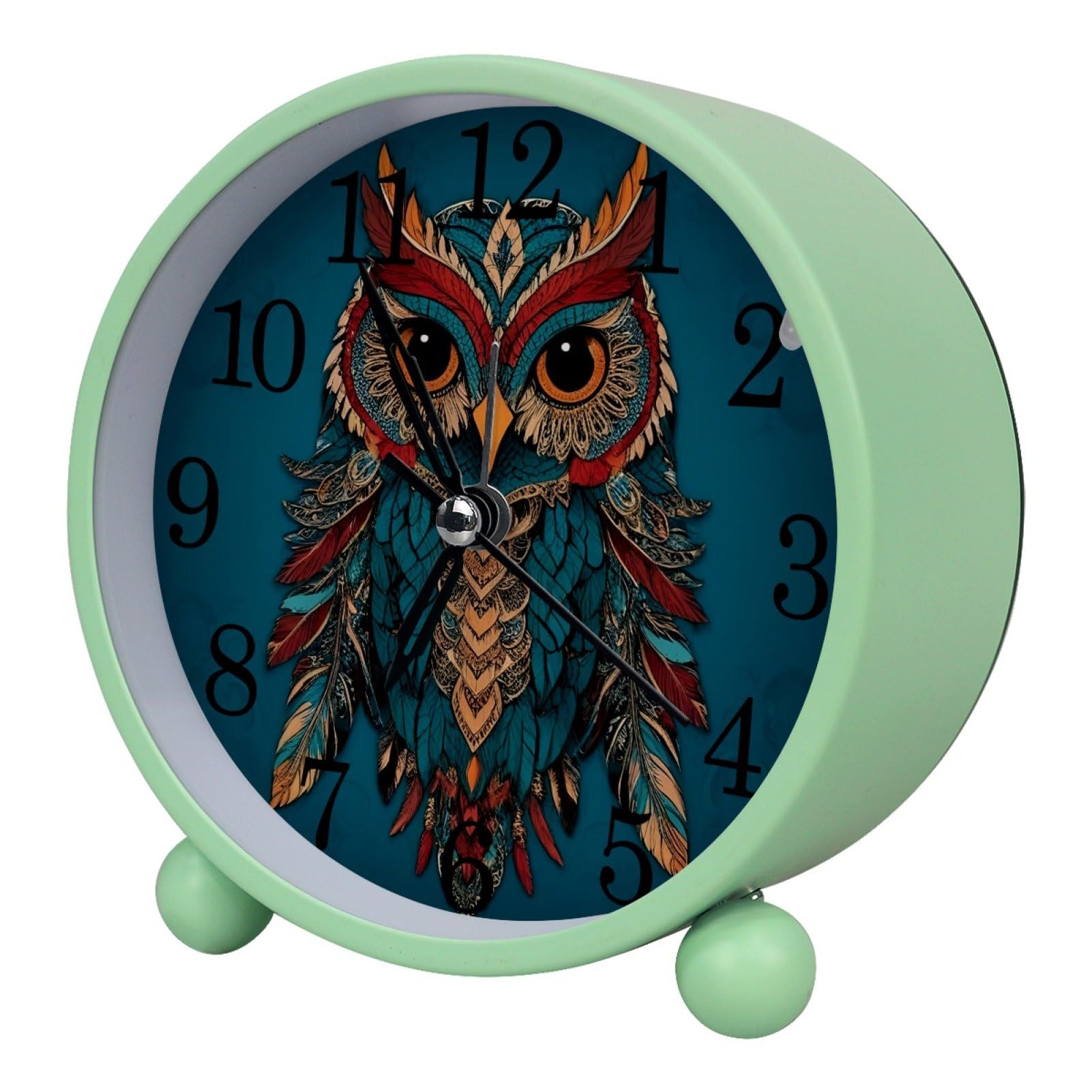 etoenbrc Retro Navy Owl Alarm Clock,Small Battery Operated Clock, Slient Plastic Table Clock for Living Room Bedroom and Office Decor