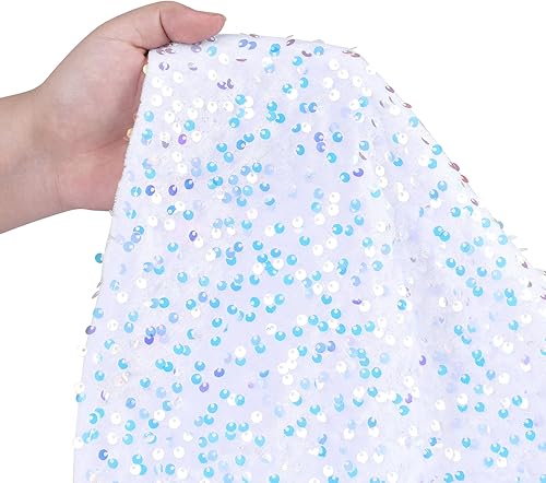 Miniatura 2 de The Yard - Tela de terciopelo con lentejuelas iridiscentes blancas de 2 yardas, tela de terciopelo elástico para coser disfraces, hacer vestidos,