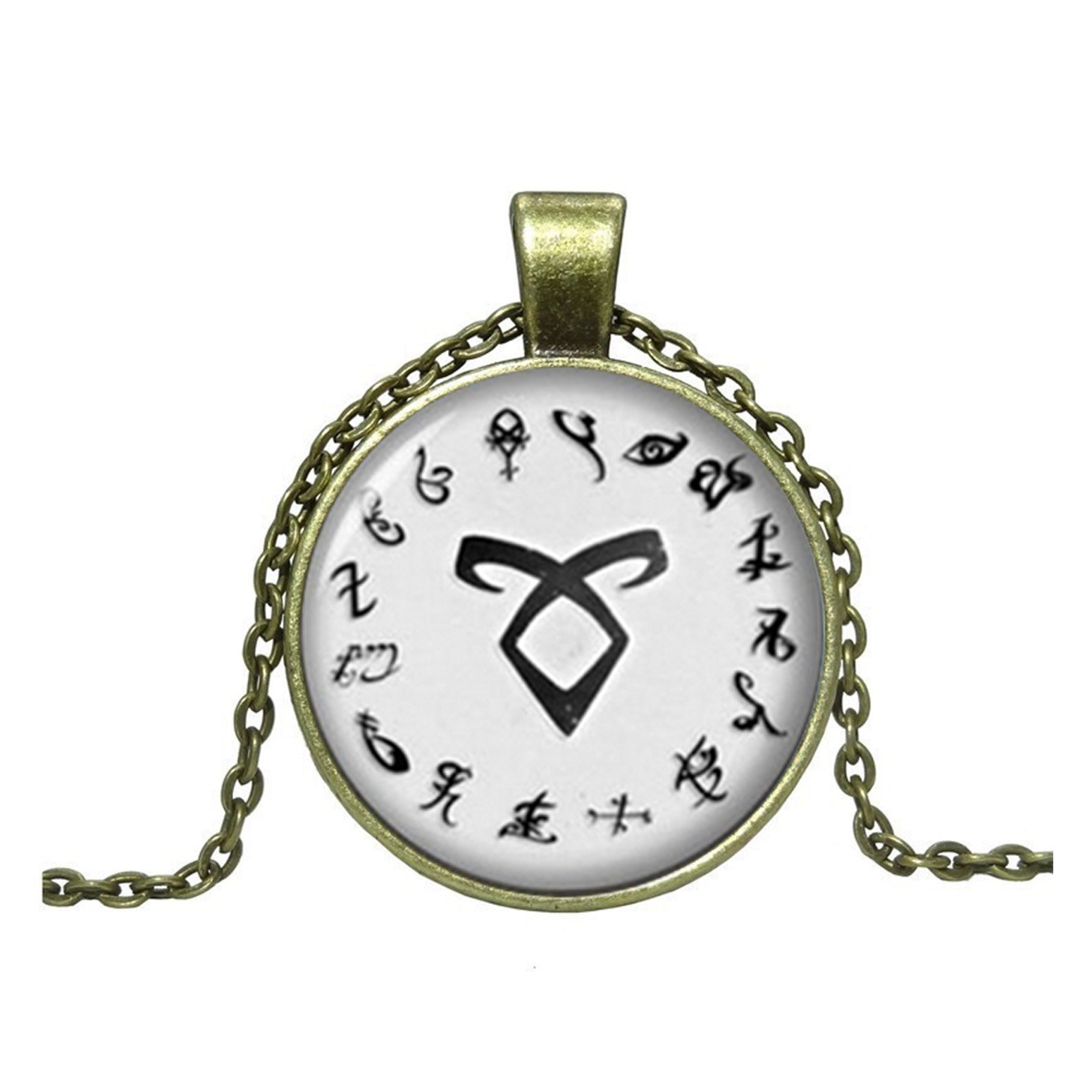 SkybobyRune Mortal Instruments Shadowhunter Necklace City of Bones Necklace glass Cabochon Necklace