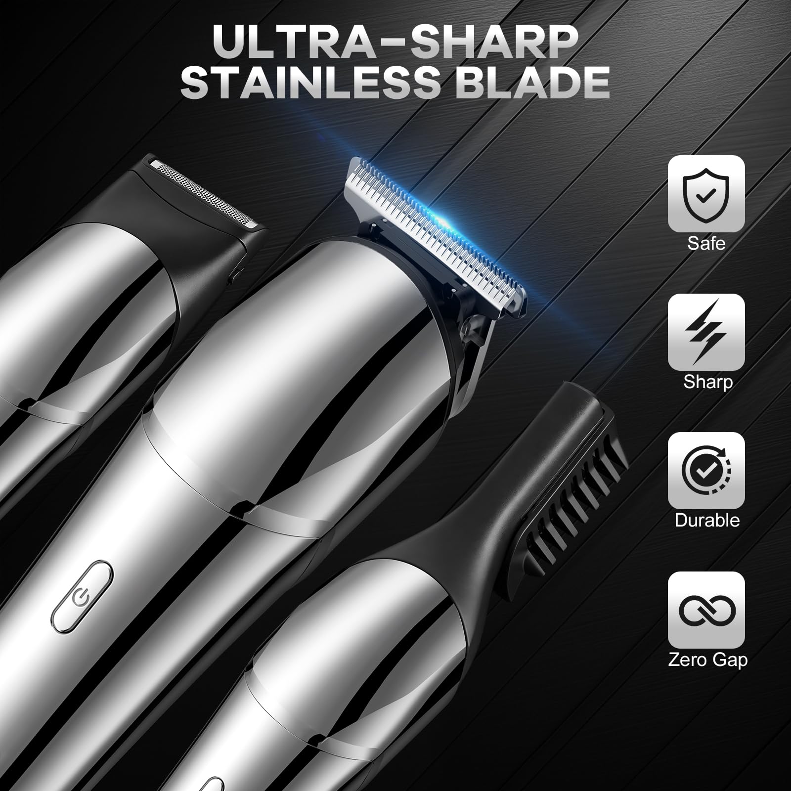 Rasoio da barba da uomo, kit professionale per la toelettatura degli uomini, rasoio elettrico impermeabile, rasoio elettrico senza fili, per viso, baffi, naso, set di tagliacapelli senza fili, regalo