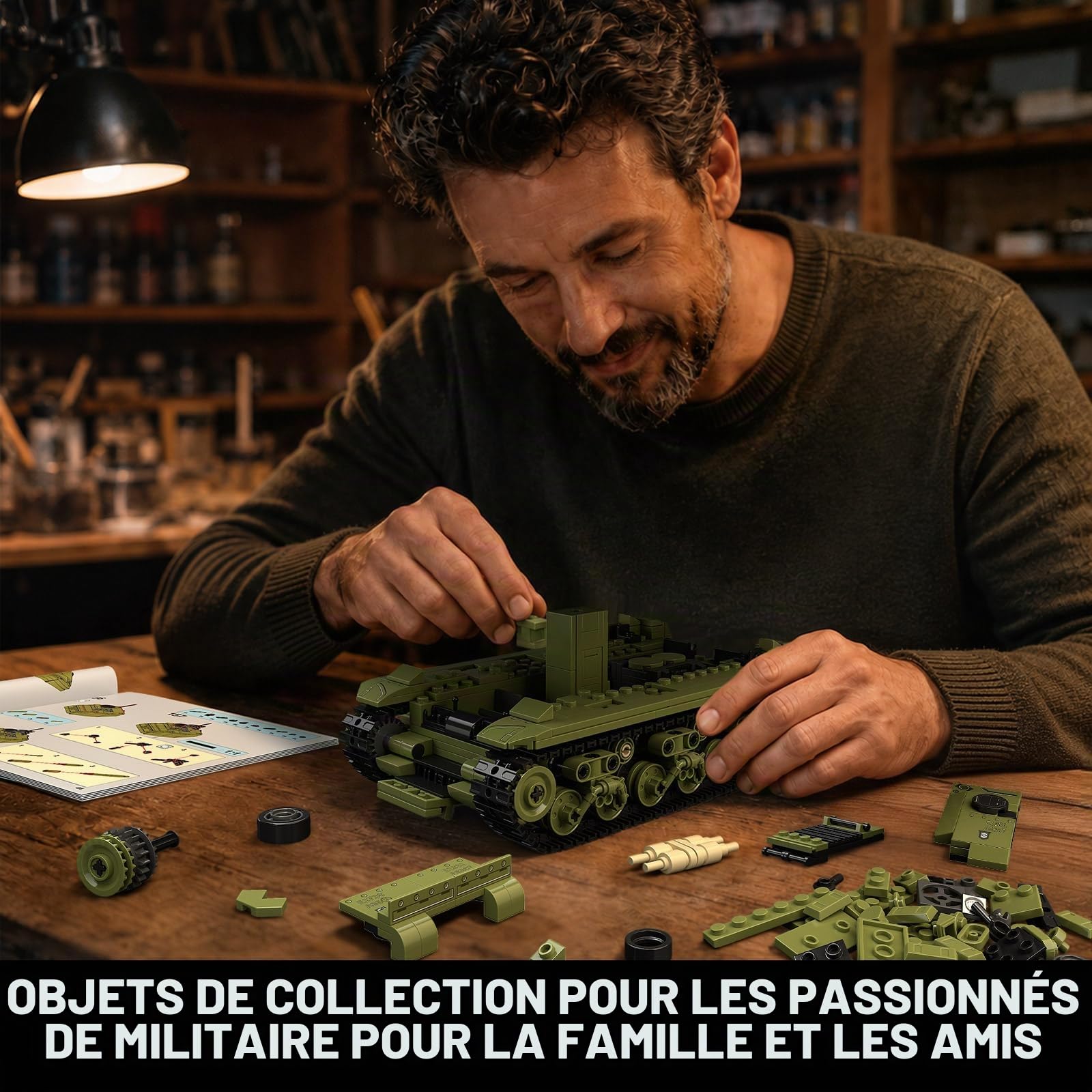 TYCOLE Jeu de Construction de Char Sherman (991 pièces), Maquette Militaire de la Seconde Guerre Mondiale à Collectionner, à Construire et à Exposer, Cadeau pour Adultes, Adolescents et Garçons