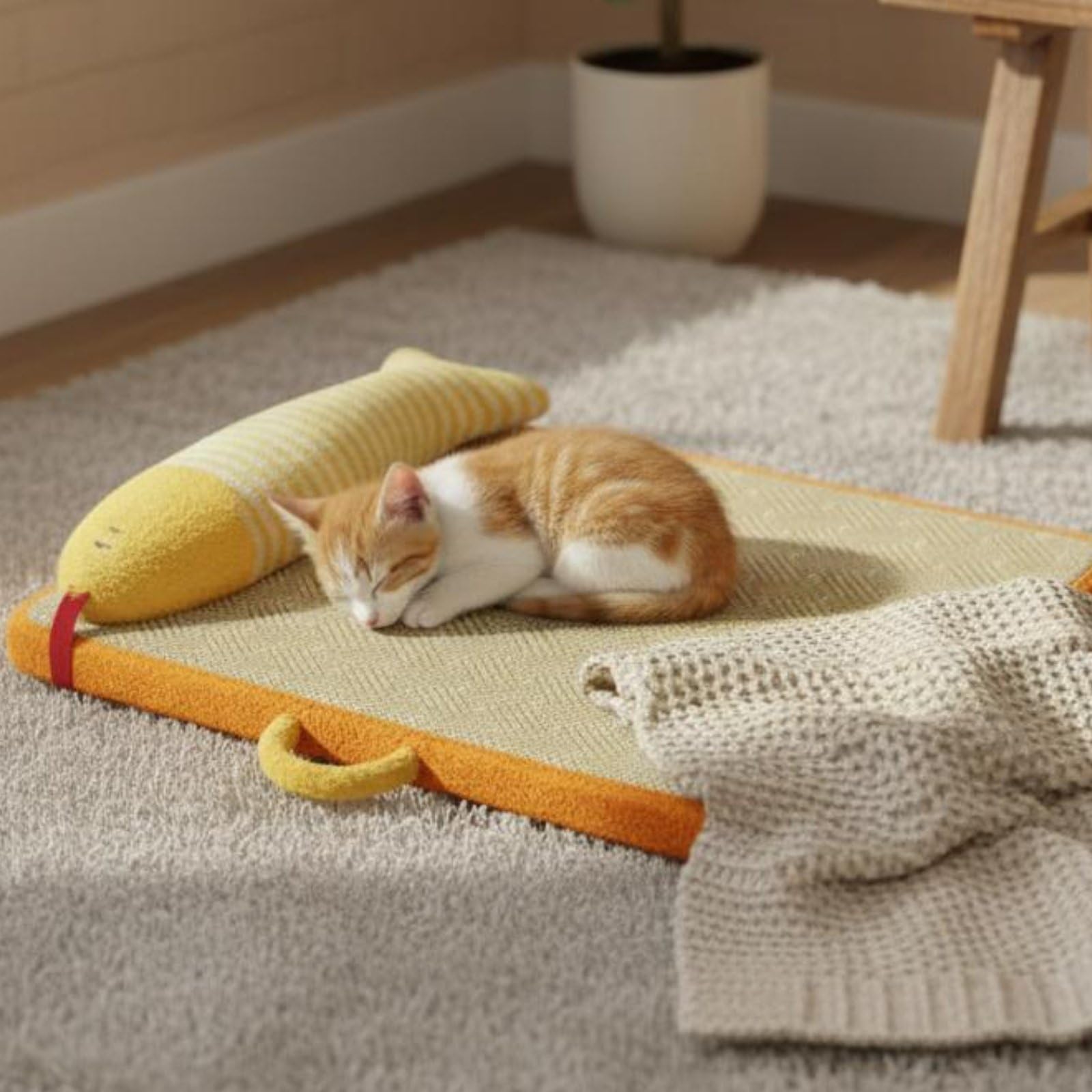 Rattan-Kühlmatte für Tiere, Selbstkühlend Sommer-Schlafmatte