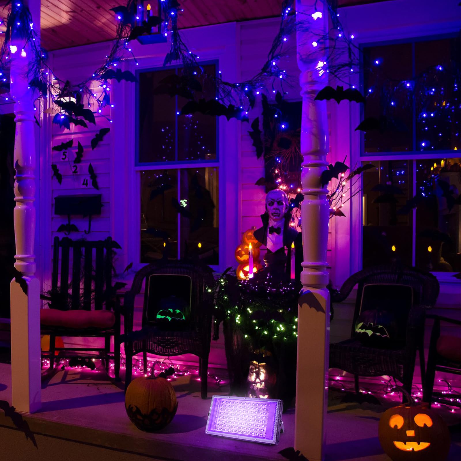 Projecteur Lumière Noire UV LED 100W, Étanche IP66 avec Prise Standard Européenne, pour Halloween, Fête Fluorescente, Décoration de Scène et d'Aquarium
