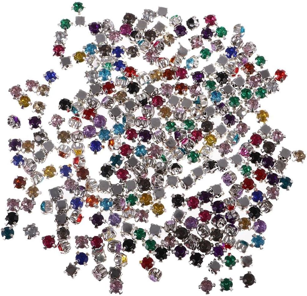 300X Sew on Diamante Rhinestone Crystal Mixed Color for Clothes/Shoes/Bag, DIY Embellishment and Craft Work, Acrylic Material with Sewing Holes, Perfect for - Multicolor, 4mm