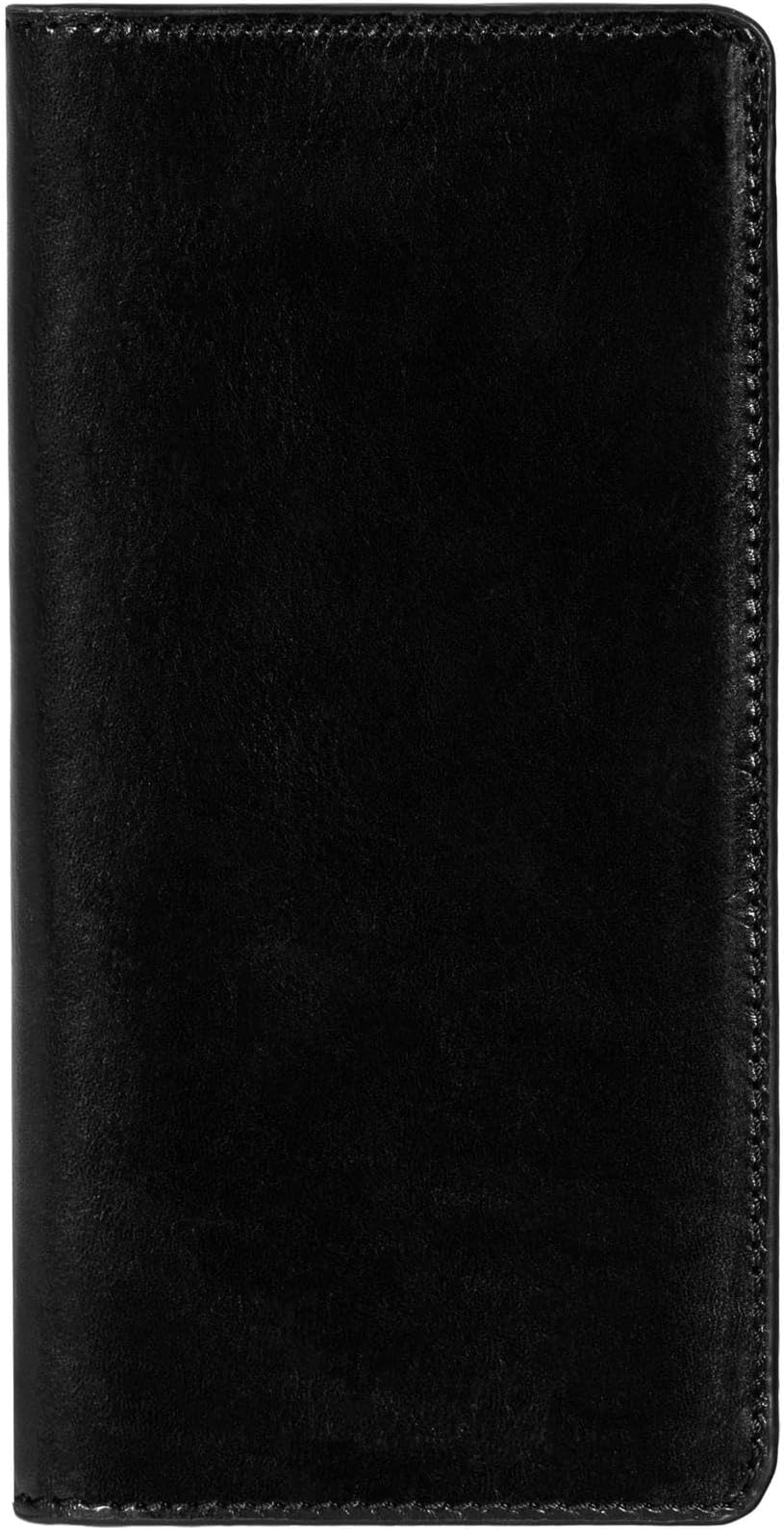 Leahter Wallet - Full Grain Leather Suit Wallet - Breast Pocket Tall Billfold Card Wallet - Luxurious Slim Wallet Made in Italy, Black, Pocket-sized, Classic