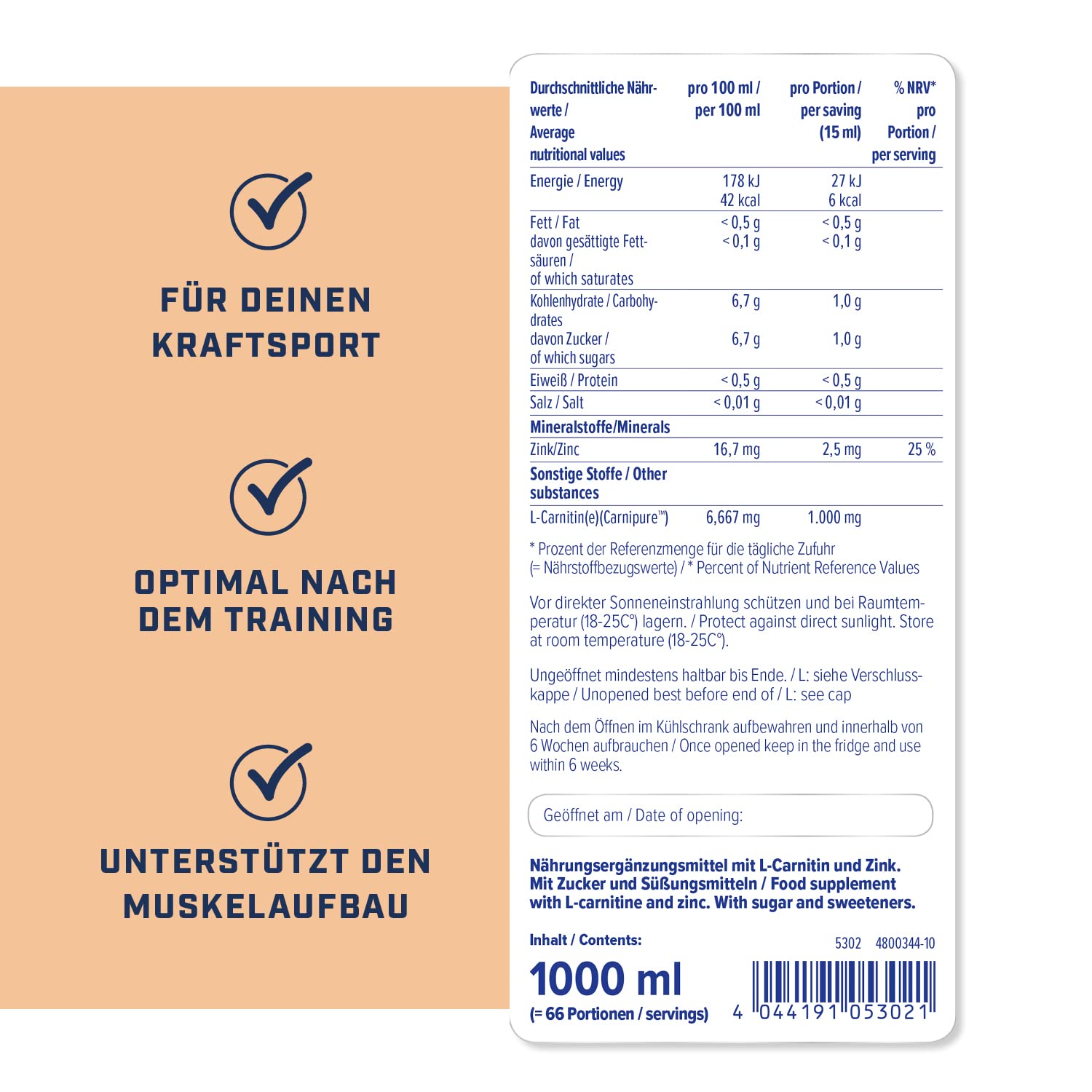 Energybody L-Carnitine Liquid mit Zink, L-Carnitin hochdosiert flssig, mit  Dosierbecher, 1000 ml, Orange Geschmack : Amazon.de: Drogerie & Krperpflege