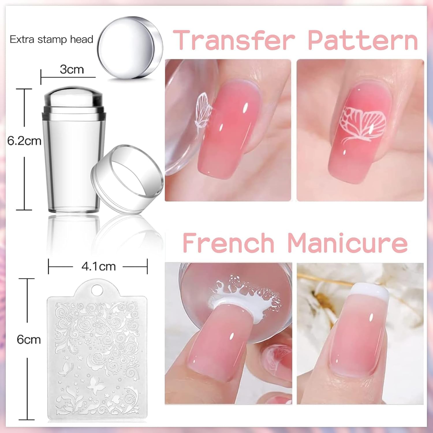 Biutee Stamping Tampon Nail Art Plaque d'ongles 30 modèles d'impression d'ongles 2 Tampon 2 Grattoir 1 Paquet de Cartes