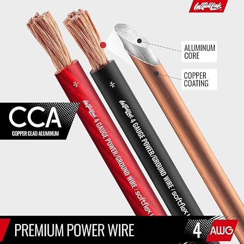 Miniatura 5 de Install Link Cable de alimentación o tierra de calibre 4 AWG de 25 pies, color rojo, 25 pies negro (50 pies en total), CCA