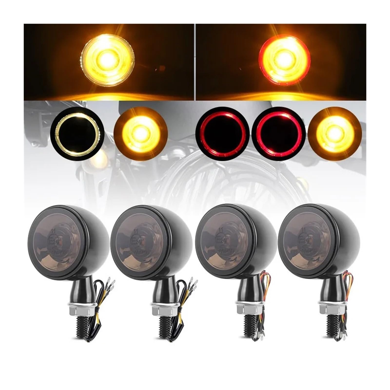 Intermitentes para Motocicleta, luz de señalización de Motocicleta LED, indicador Luminoso Blanco y Rojo, Luces de Freno y posición traseras, Intermitentes para Motocicleta de 8 mm.