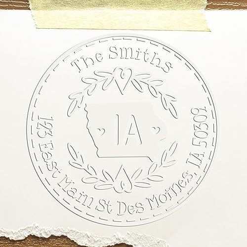 Miniatura 563 de Round State Love - Sello de dirección de devolución para Texas, uso con almohadilla de sello, mango de madera, sello de dirección de Texas